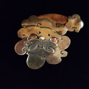 Sterling and copper santa pin